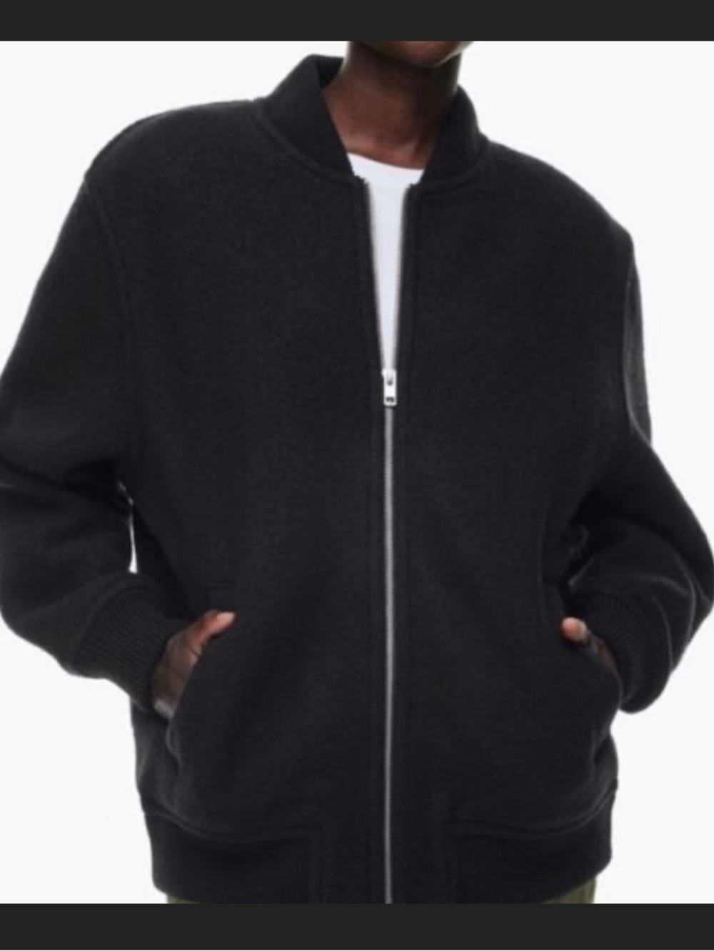ARITZIA Wilfred Free Black Stable Jacket Wool Bomber Jacket